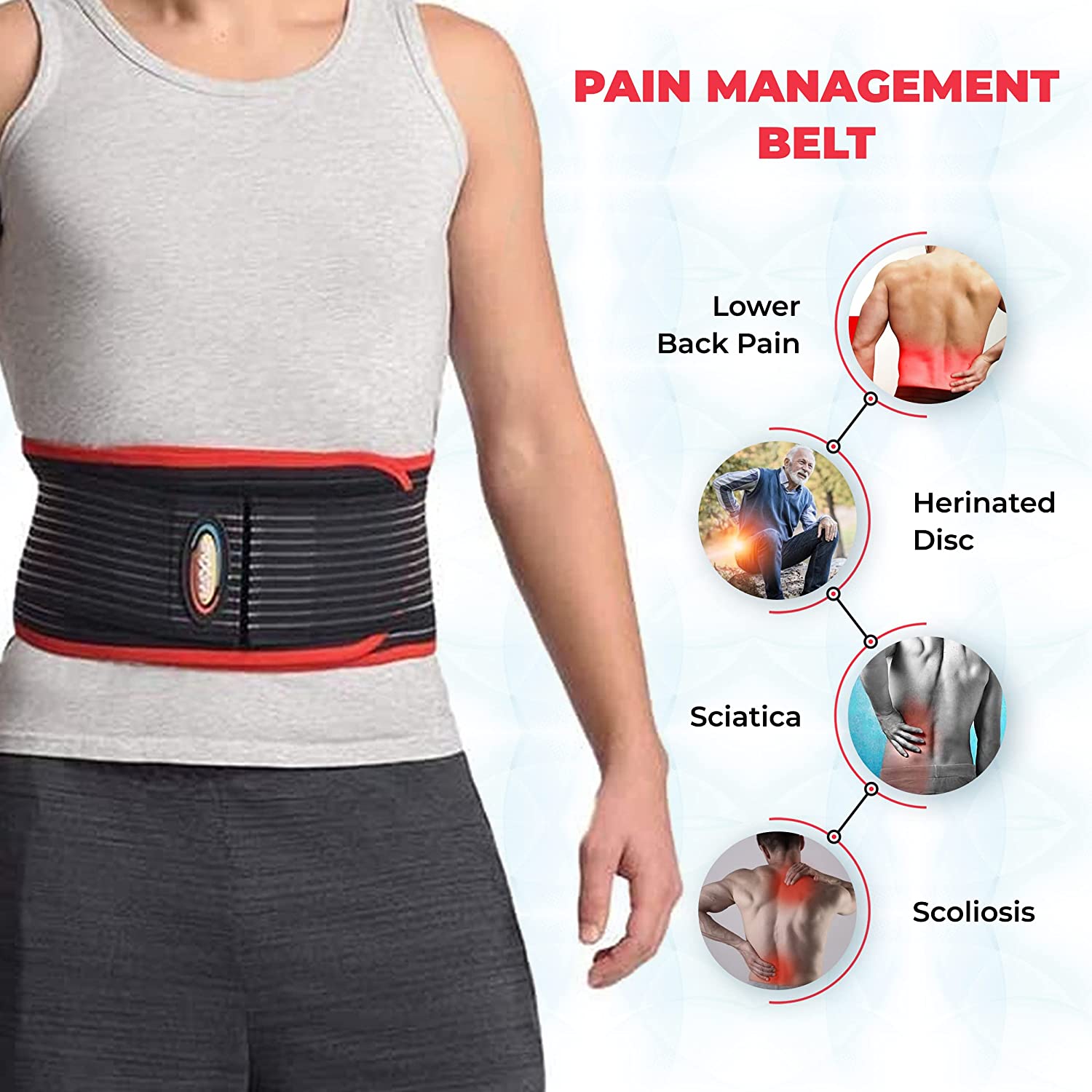 Lower Back Brace and Support Belt for Men and Women Adjustable Compression  Band with 3 Bones for Pain Relief 